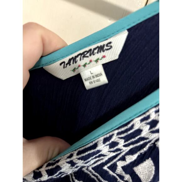 Boho Tantrums Size Large Midi Dress Aztec Design Unique Detail Missing Belt - Picture 4 of 5